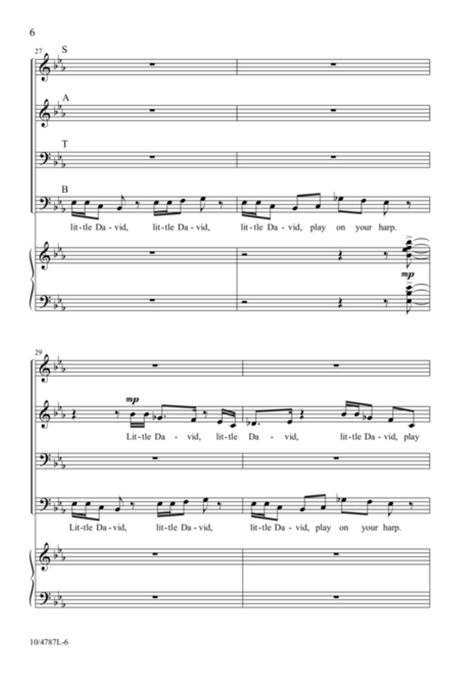 Little David, Play on Your Harp 4-Part scores gallery preview page 6