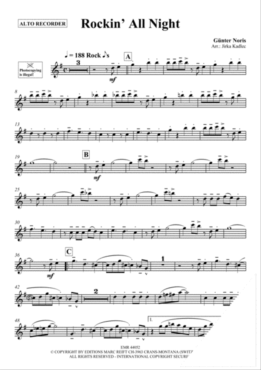 Rockin' All Night Alto Recorder scores gallery preview page 3