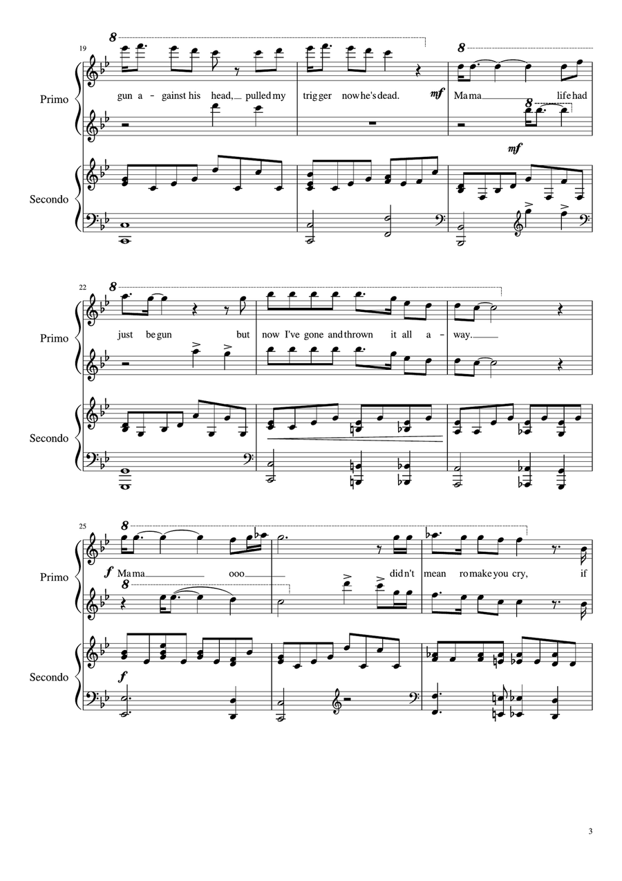 Bohemian Rhapsody Bohemian Rhapsody Piano scores gallery preview page 3