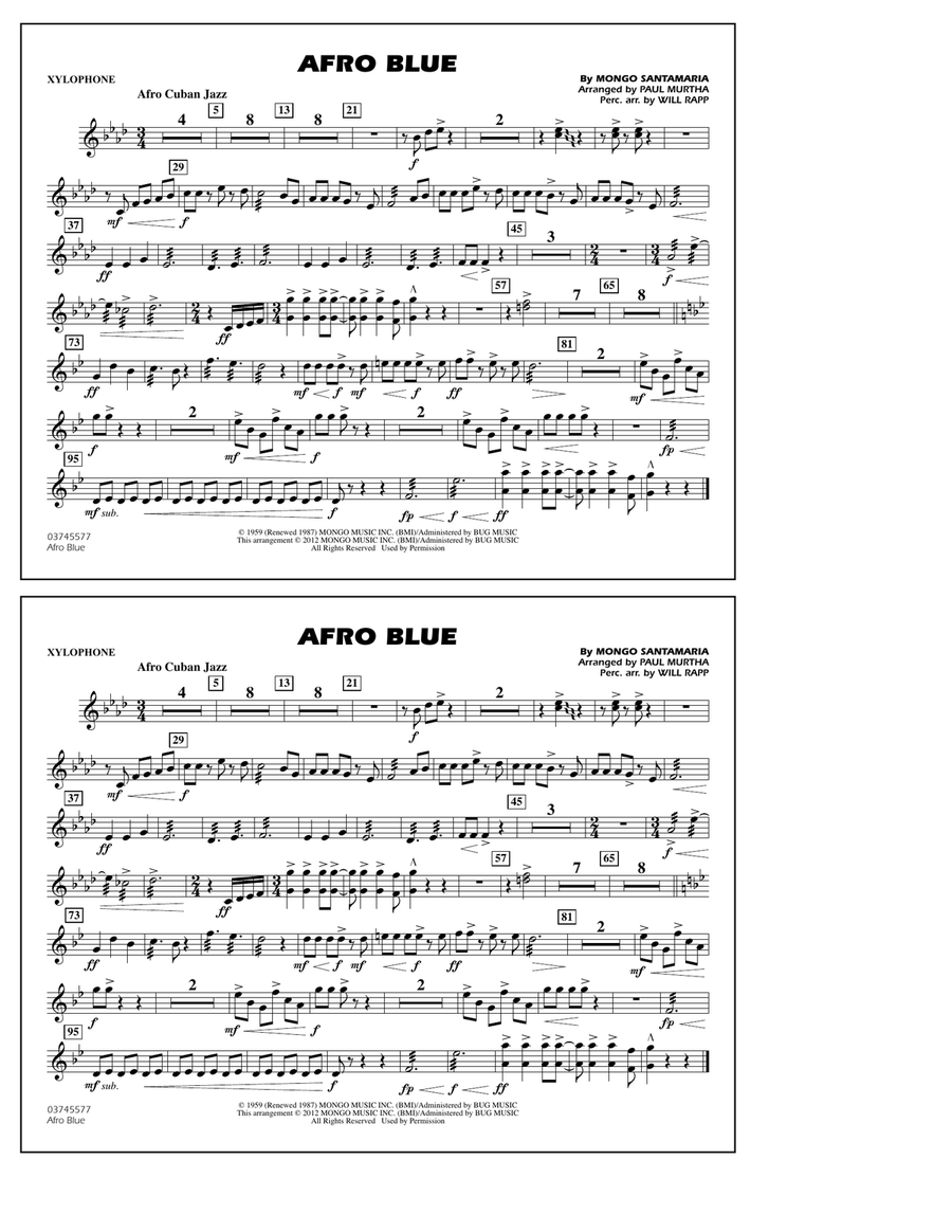 Afro Blue - Xylophone Marching Band scores gallery preview page 1