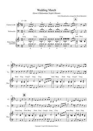 Wedding March (from A Midsummer Night's Dream) for Clarinet and Cello Duet