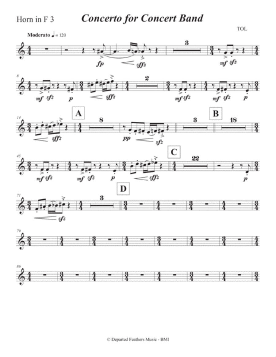 Concerto for Concert Band (2011) Horn part 3 Concert Band scores gallery preview page 1