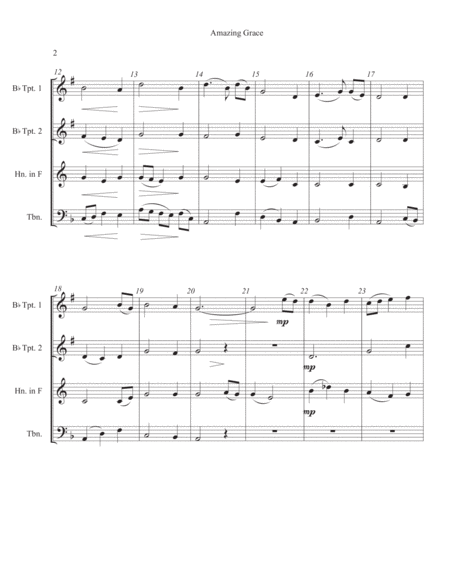 Amazing Grace for Brass Quartet/ Brass Choir image number null