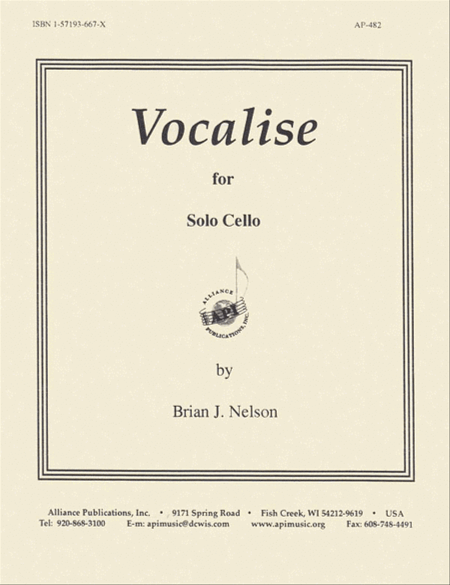 Vocalise For Solo Cello Cello Solo scores gallery preview page 1