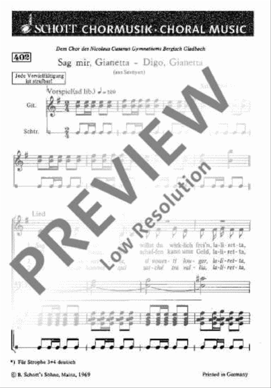 Sag mir, Giannetta Sag mir, Giannetta Mixed Choir scores gallery preview page 2