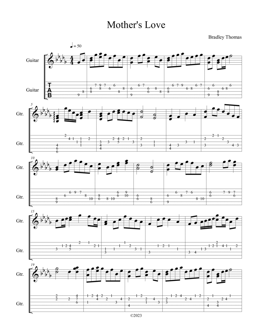 Mother's Love Mother's Love Guitar Tablature scores gallery preview page 1