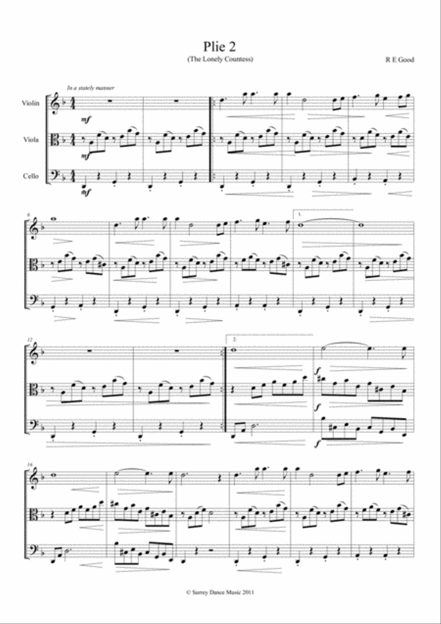 Plie 2 (The Lonely Countess) String Trio scores gallery preview page 1