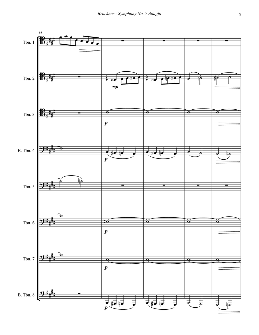 Adagio from Symphony No. 7 for 8-part Trombone Ensemble Brass Ensemble scores gallery preview page 5