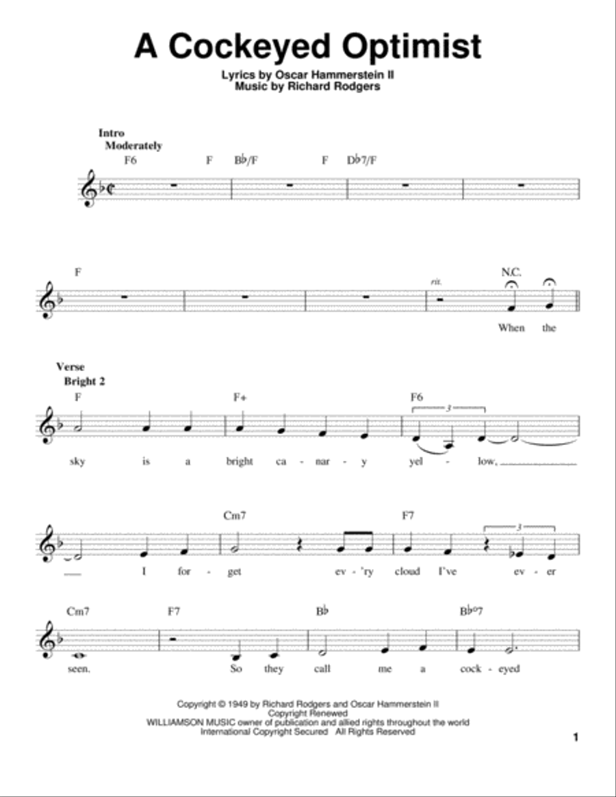 A Cockeyed Optimist Voice scores gallery preview page 1
