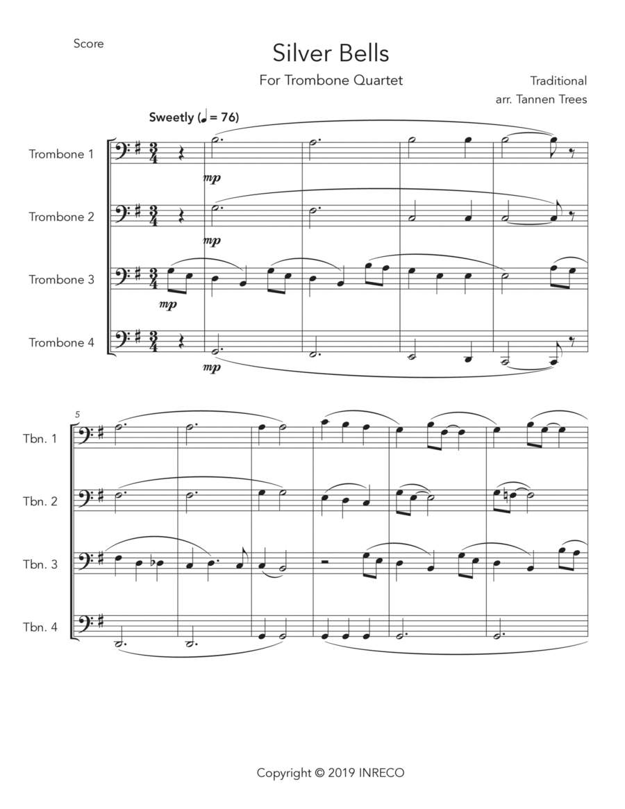 Silver Bells Silver Bells Brass Quartet scores gallery preview page 1
