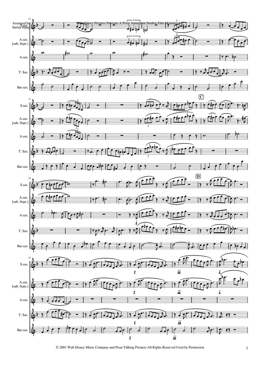Monsters Inc. Monsters Inc. Saxophone Quartet scores gallery preview page 2