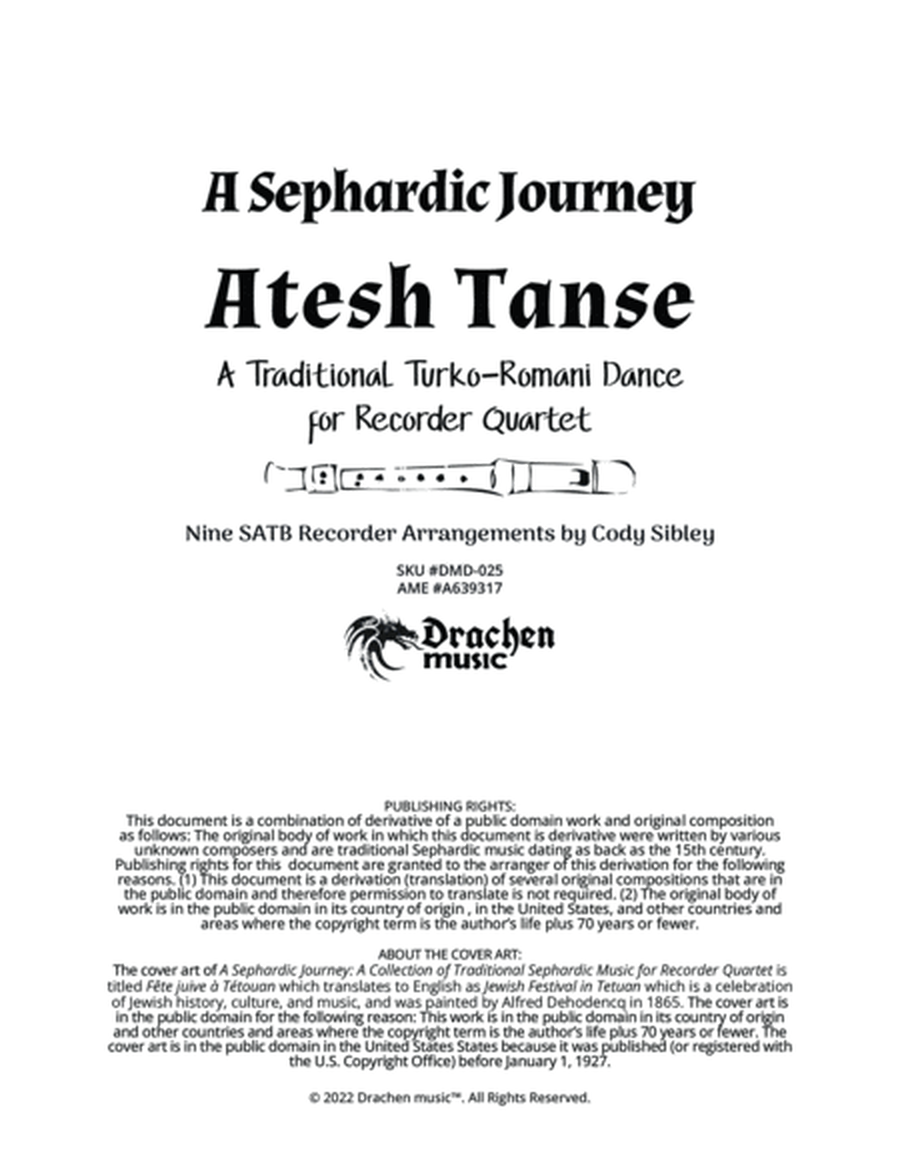 A Sephardic Journey: Atesh Tanse - Traditional Turko-Romani Dance for Recorder Quartet image number null