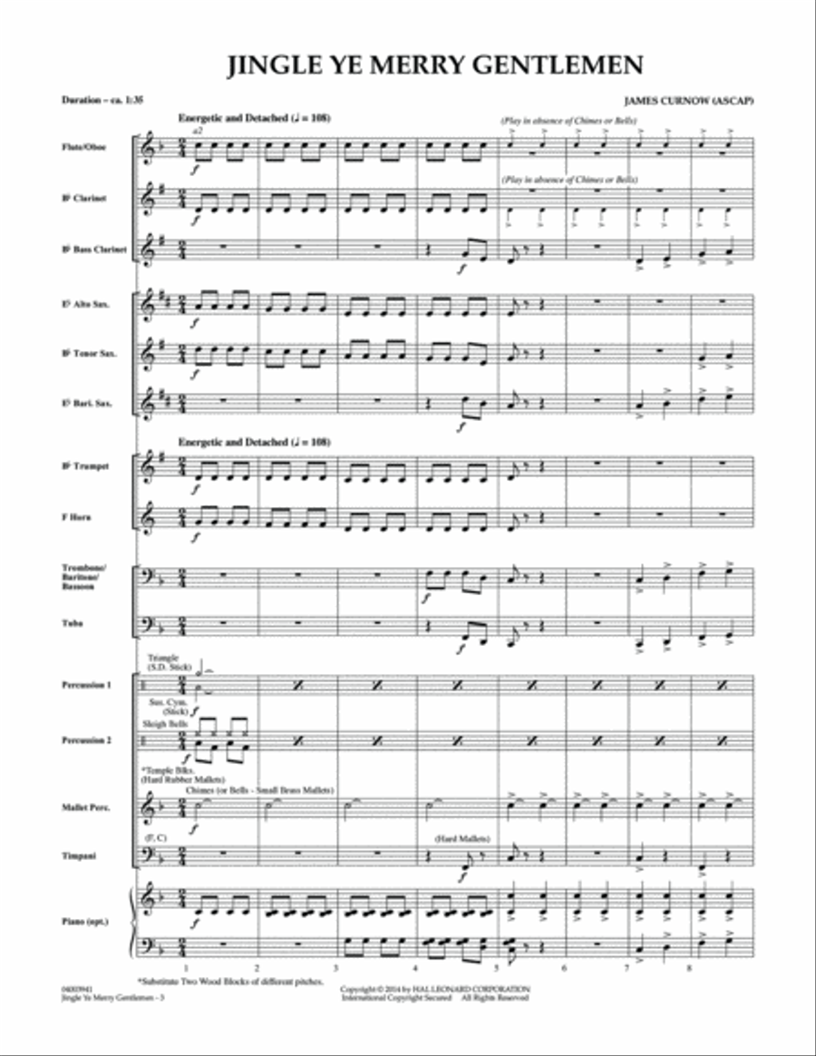 Jingle Ye Merry Gentlemen - Conductor Score (Full Score) Concert Band scores gallery preview page 3