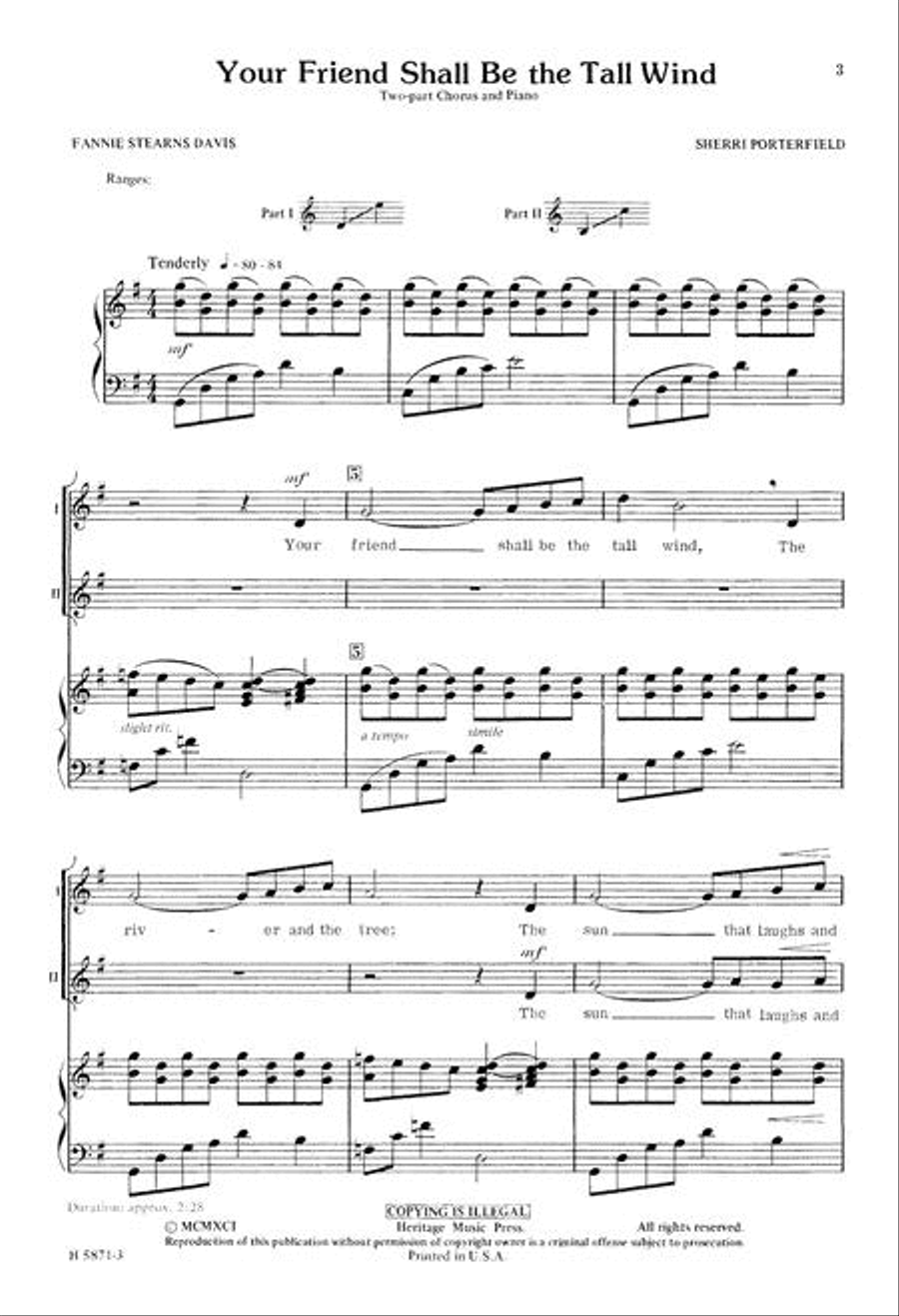 Your Friend Shall Be the Tall Wind 3-Part scores gallery preview page 2