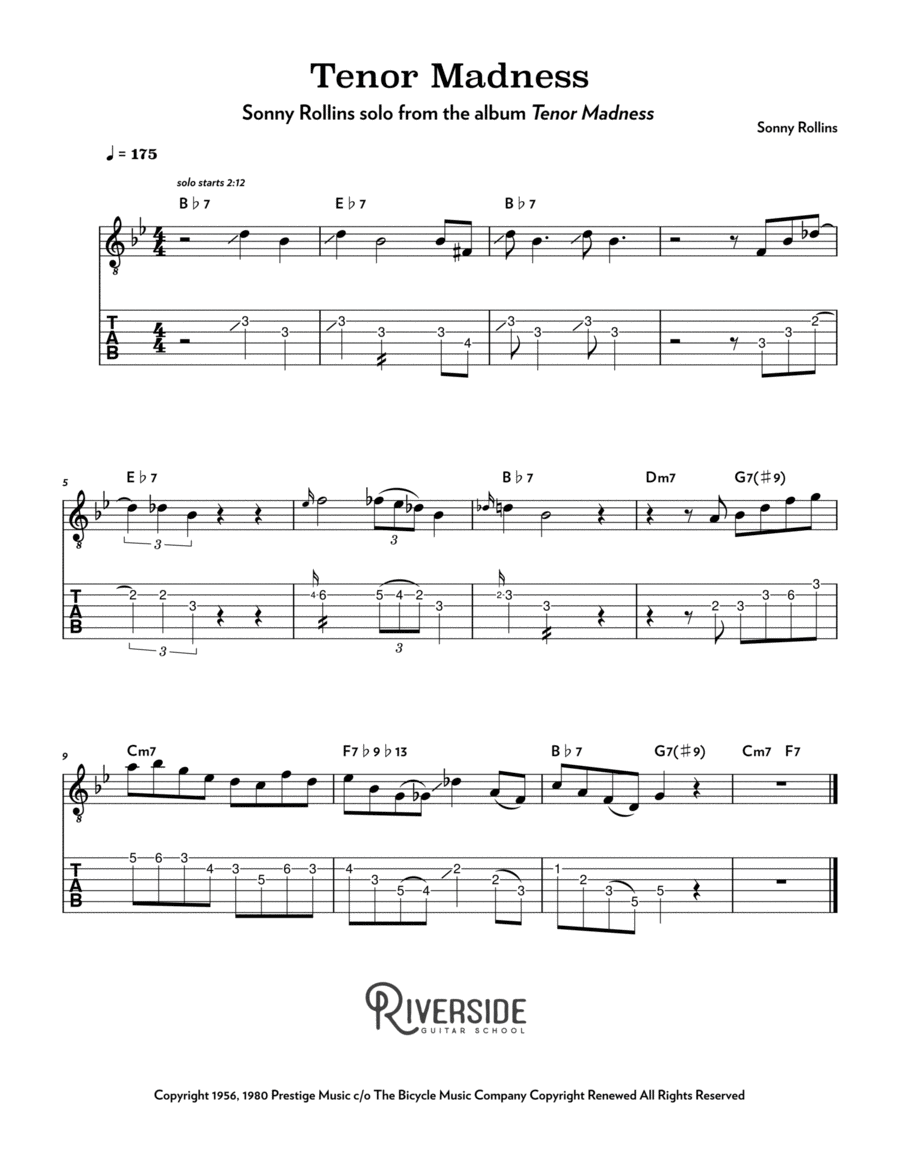 Tenor Madness Tenor Madness Electric Guitar scores gallery preview page 1