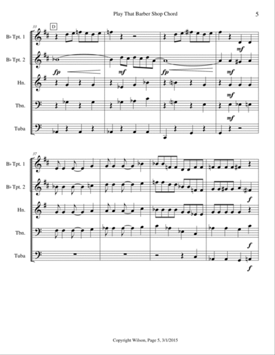 Play That Barber Shop Chord Brass Quintet scores gallery preview page 6