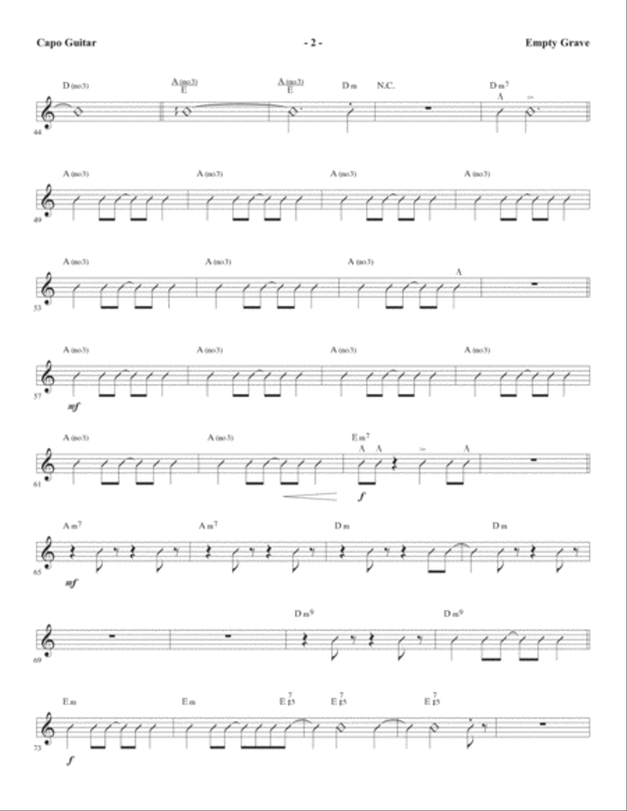 Empty Grave (arr. Ed Hogan) - Capo Guitar Choir scores gallery preview page 2