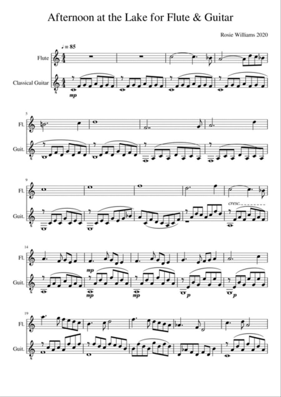 Afternoon at the Lake for Flute & Guitar Flute scores gallery preview page 2