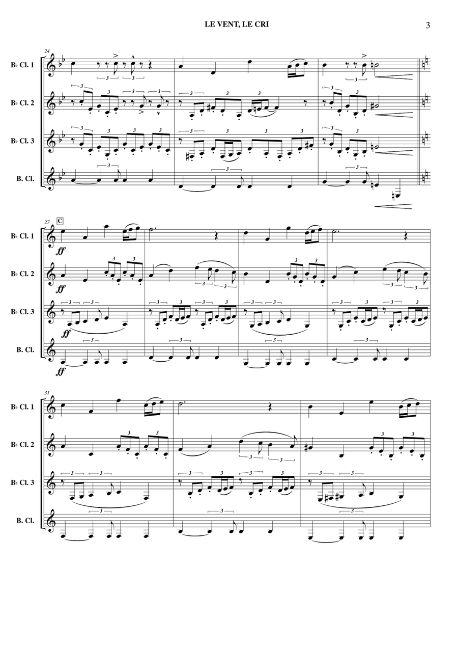 Le Vent, Le Cri Clarinet Quartet scores gallery preview page 4