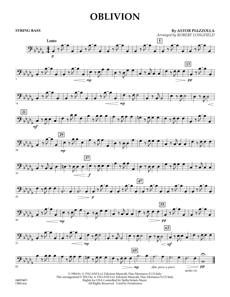 Oblivion - String Bass Concert Band scores gallery preview page 1