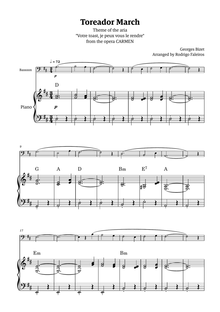 Toreador March (from the opera Carmen) - easy version