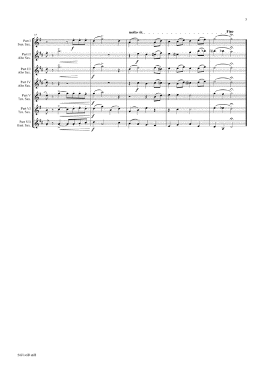 Still Still Still - Christmas song - 7 Parts - Saxophone Ensemble Woodwind Ensemble scores gallery preview page 5