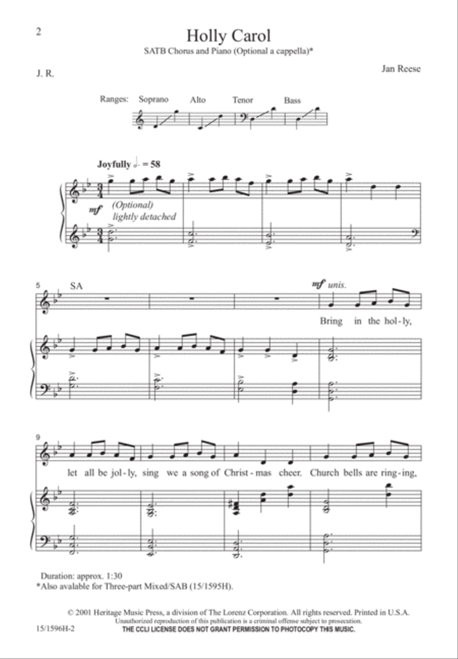 Holly Carol 4-Part scores gallery preview page 2