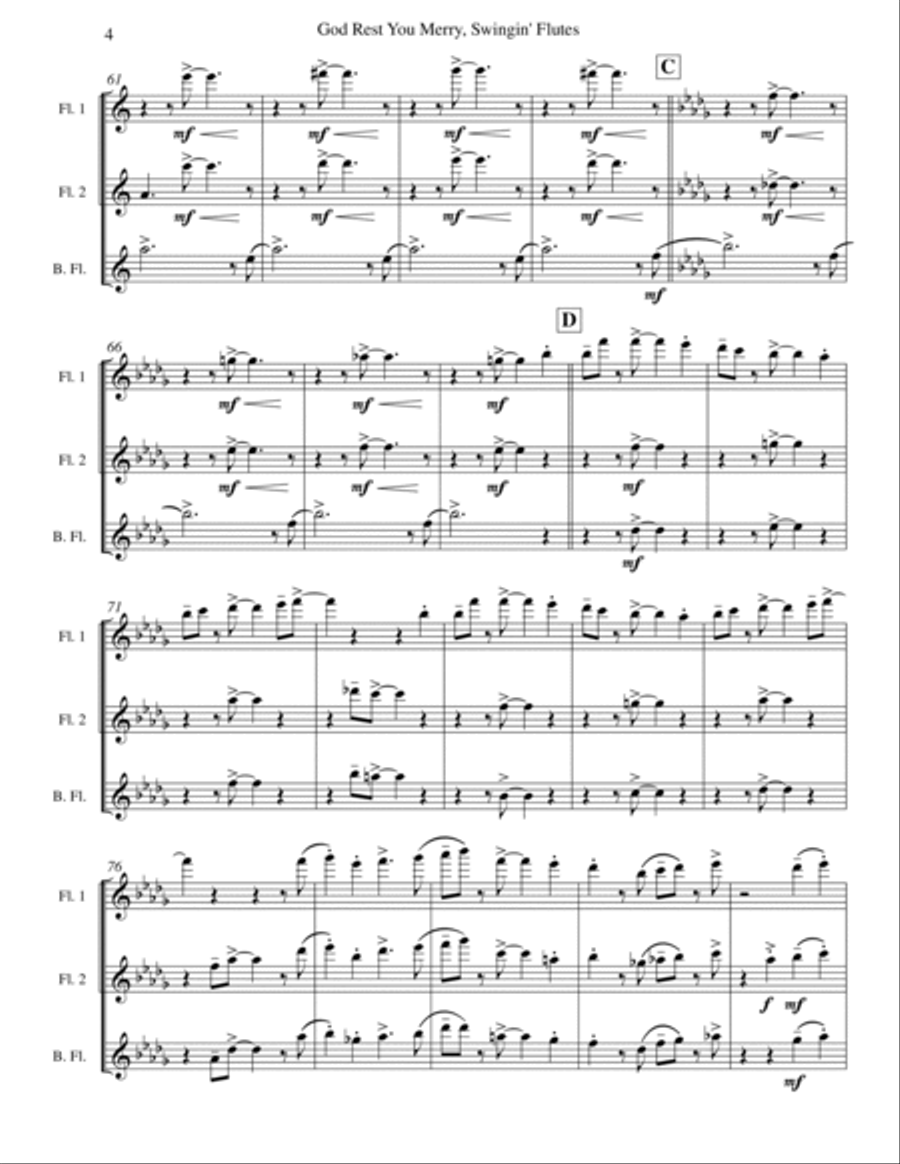 God Rest You Merry, Gentlemen (Flute Trio) Woodwind Trio scores gallery preview page 4