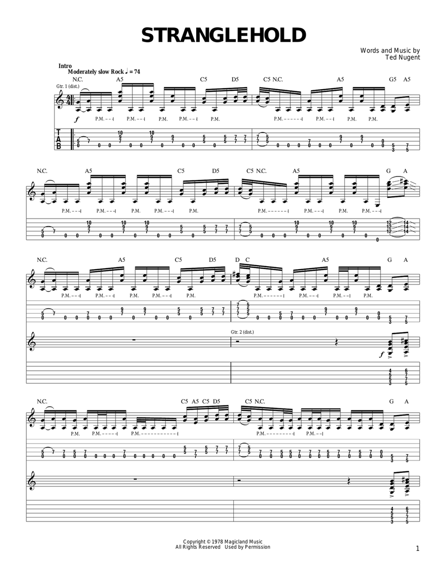 Stranglehold Electric Guitar scores gallery preview page 1
