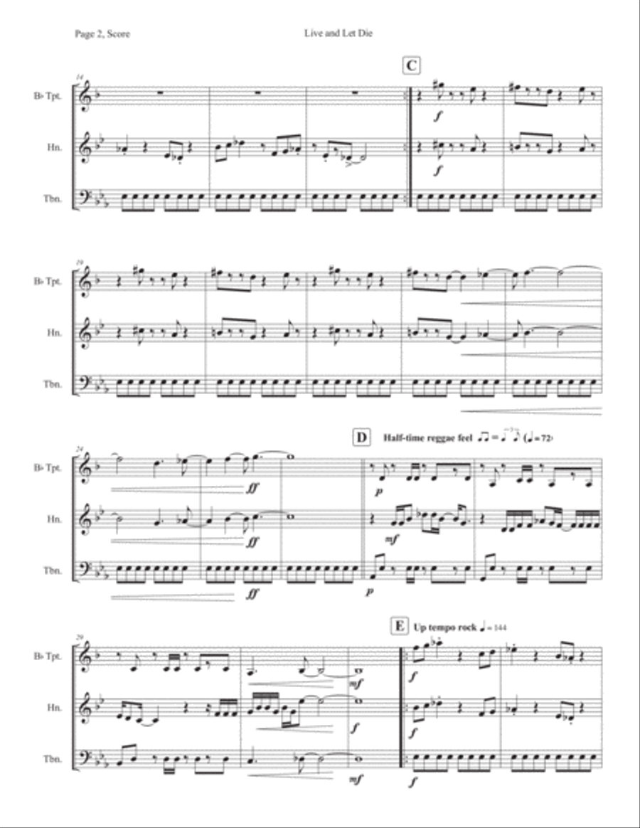 Live And Let Die Brass Ensemble scores gallery preview page 2