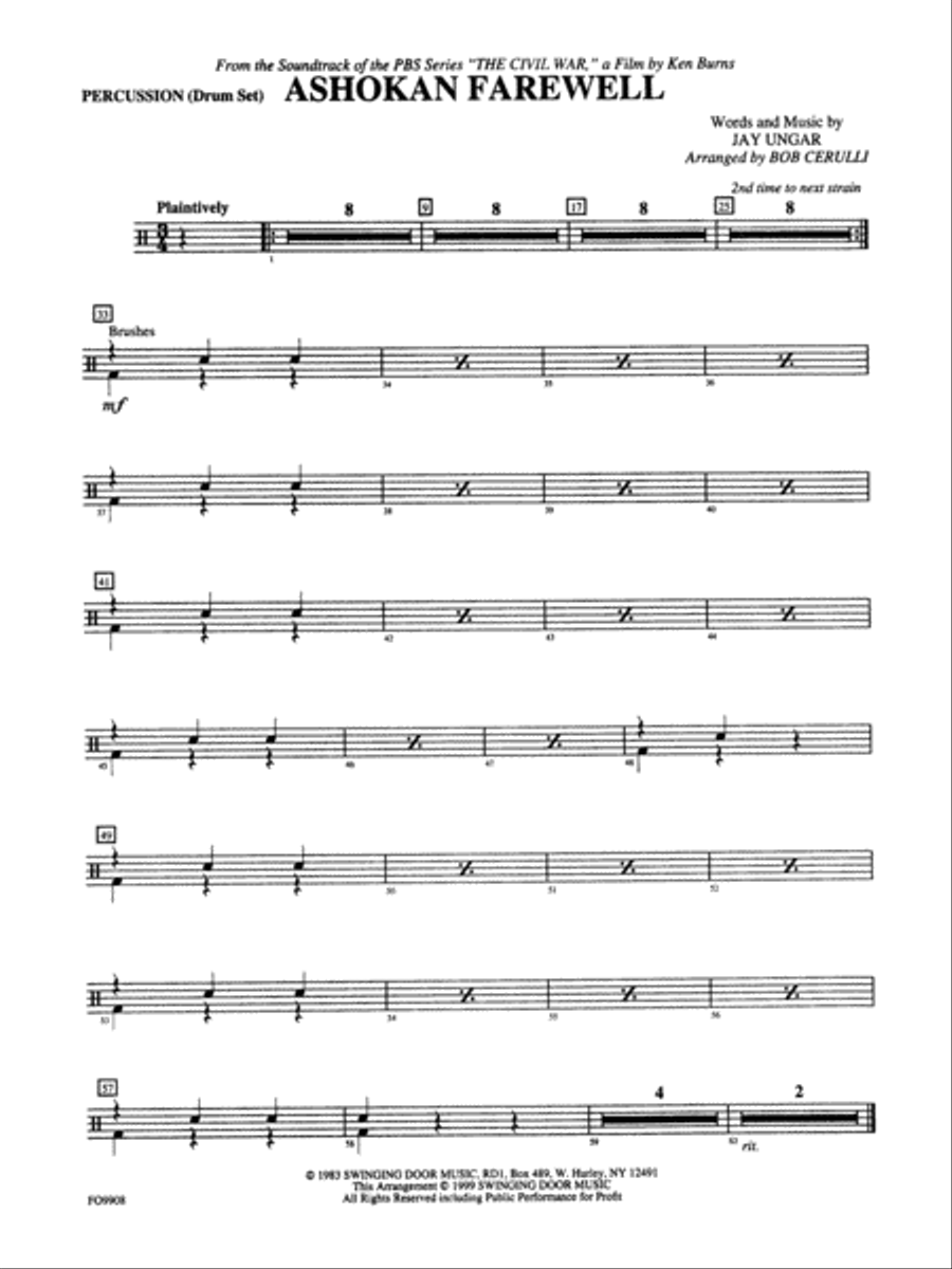 Book cover for Ashokan Farewell: 1st Percussion