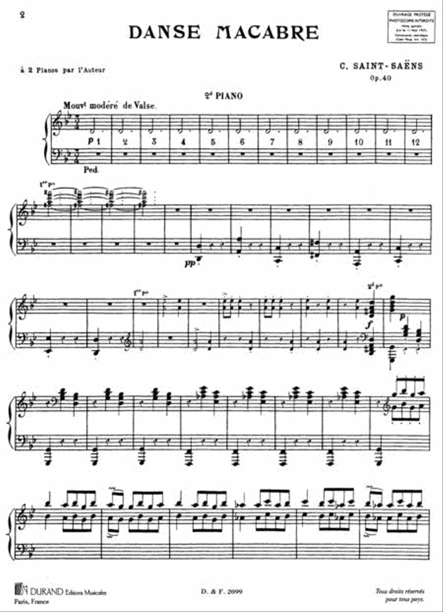Danse Macabre, Op. 40 (Poème symphonique) (set) Piano Duet scores gallery preview page 3