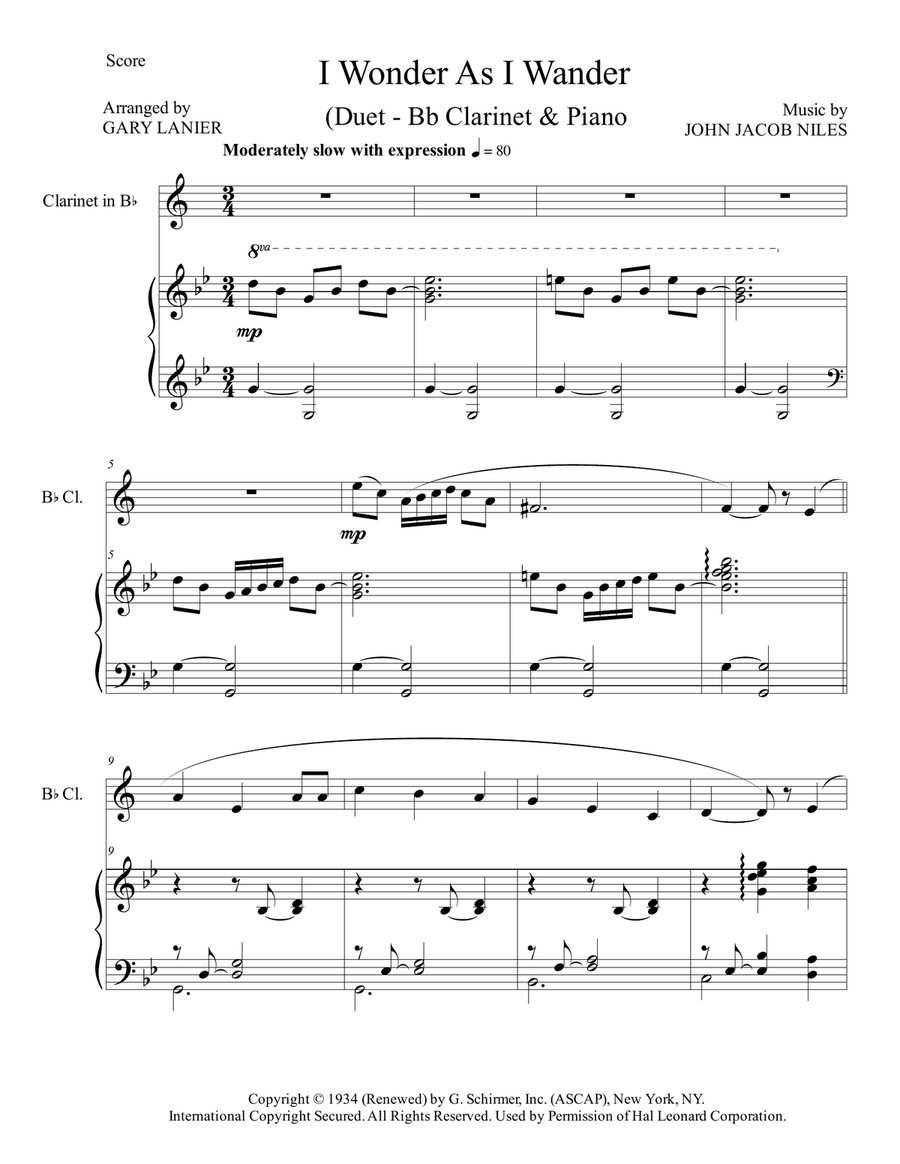 I Wonder As I Wander I Wonder As I Wander Clarinet Solo scores gallery preview page 2