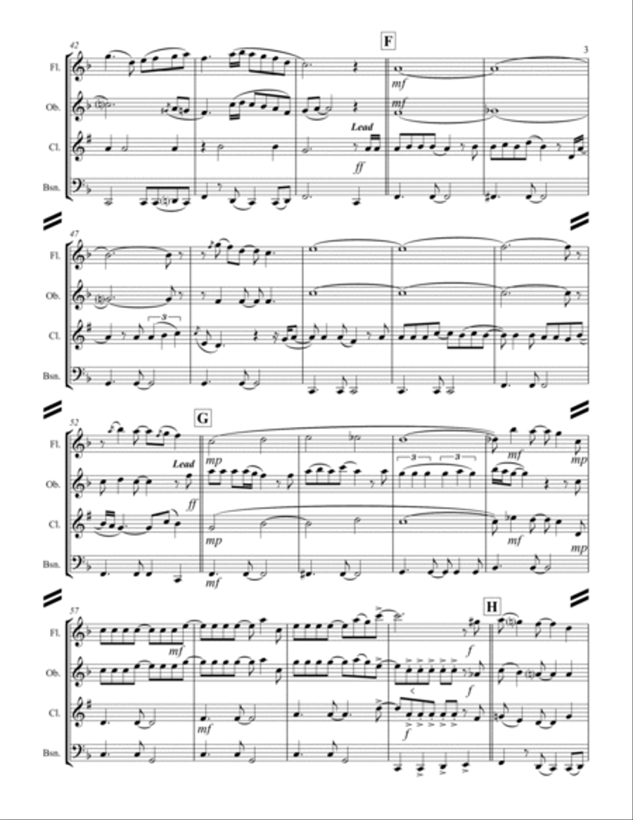 Friends In Low Places Woodwind Quartet scores gallery preview page 4