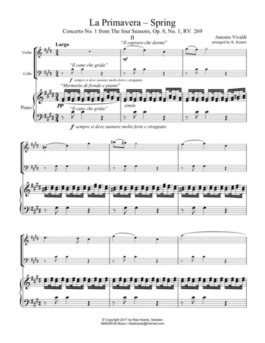 Largo (ii) from La Primavera (Spring) RV. 269 for piano trio image number null