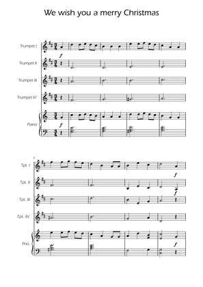 We Wish You a Merry Christmas - Trumpet Quartet w/ Piano
