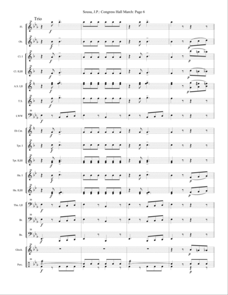 Congress Hall March - Extra Score Concert Band scores gallery preview page 6