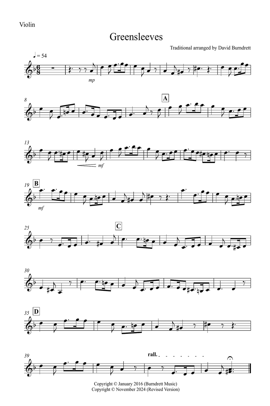 Greensleeves for Trumpet, Violin and Cello Trio Small Ensemble scores gallery preview page 5