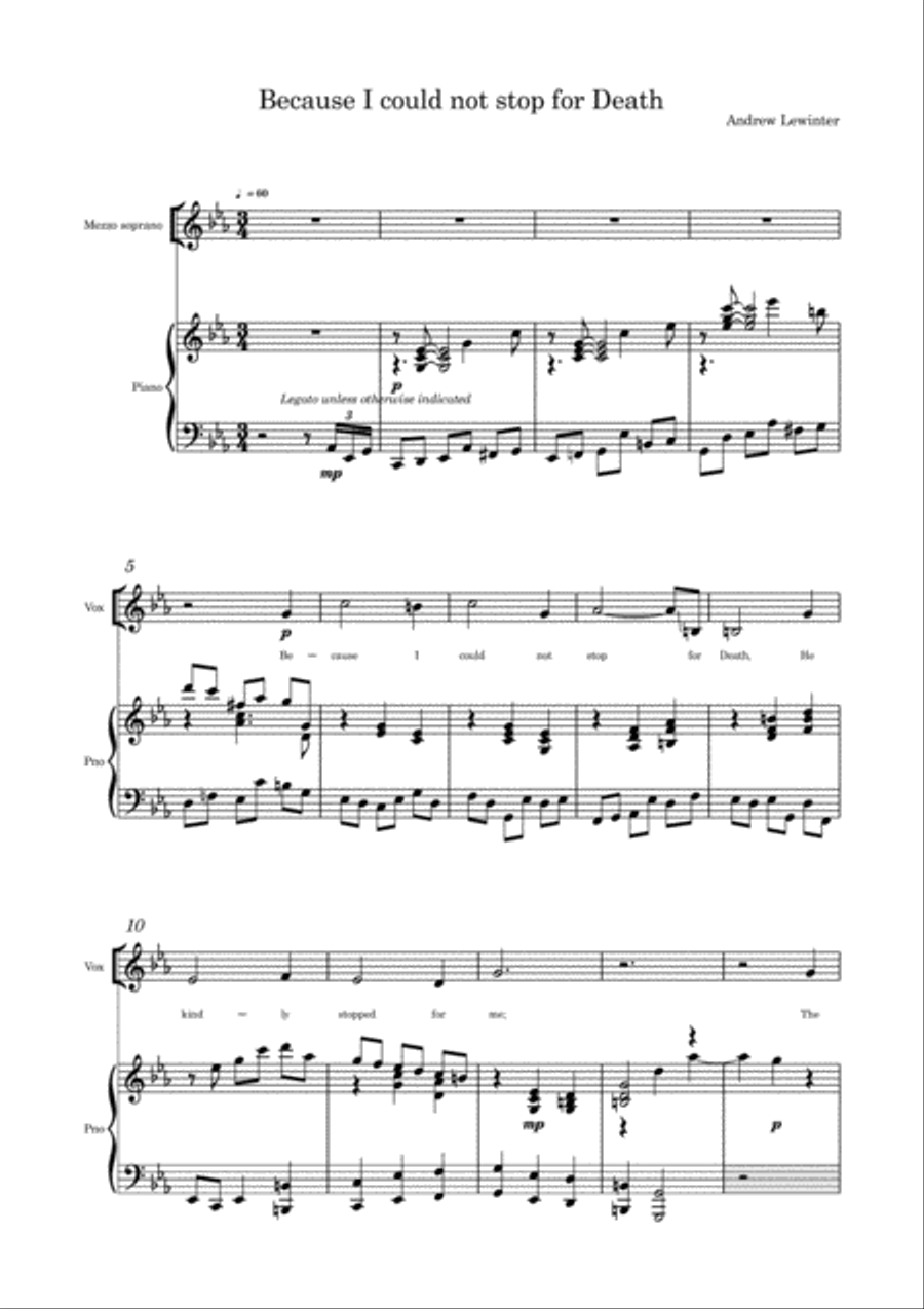 Because I could not stop for Death Alto Voice scores gallery preview page 1