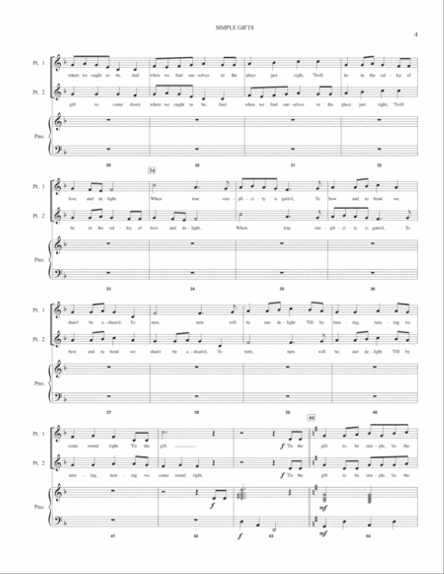 Simple Gifts 2-Part scores gallery preview page 4