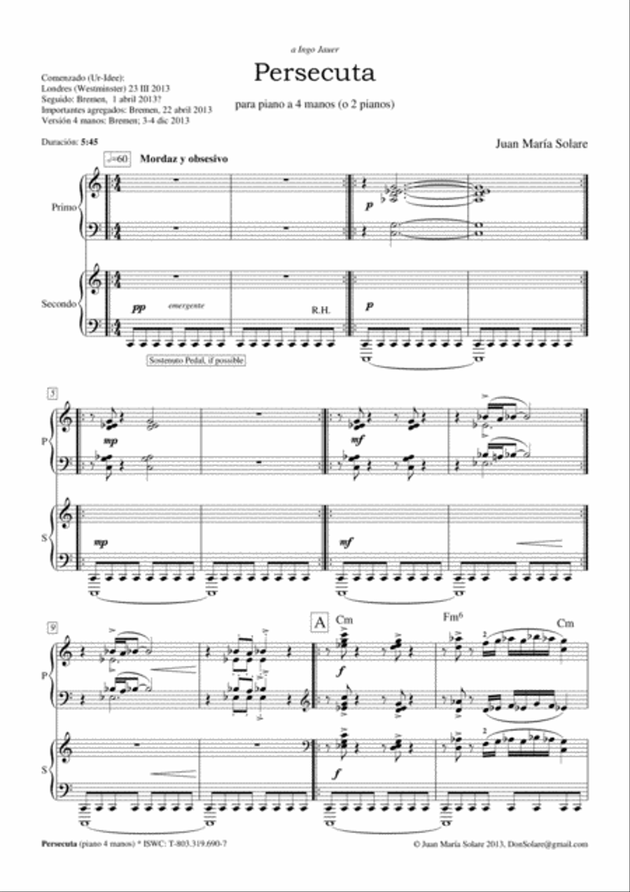 Persecuta [piano 4 hands] Piano Duet scores gallery preview page 2