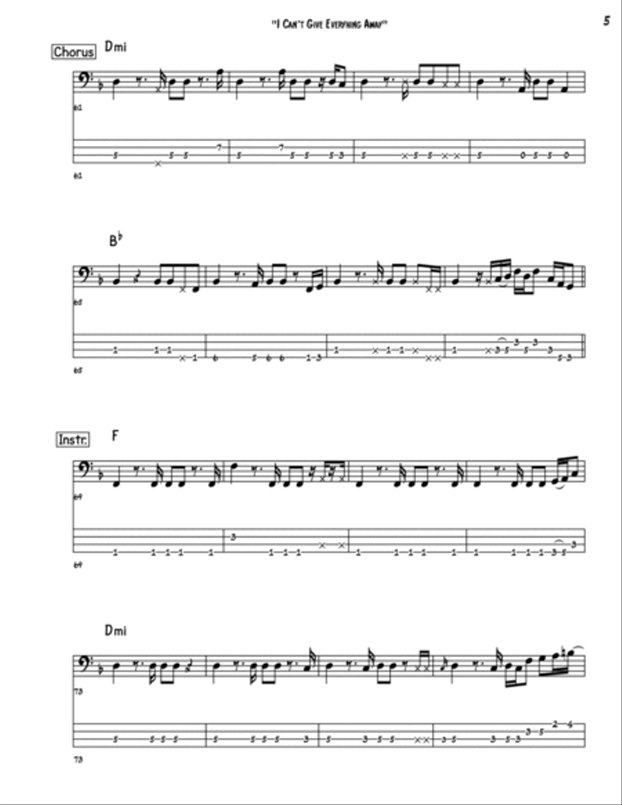 I Can't Give Everything Away Bass Guitar scores gallery preview page 5