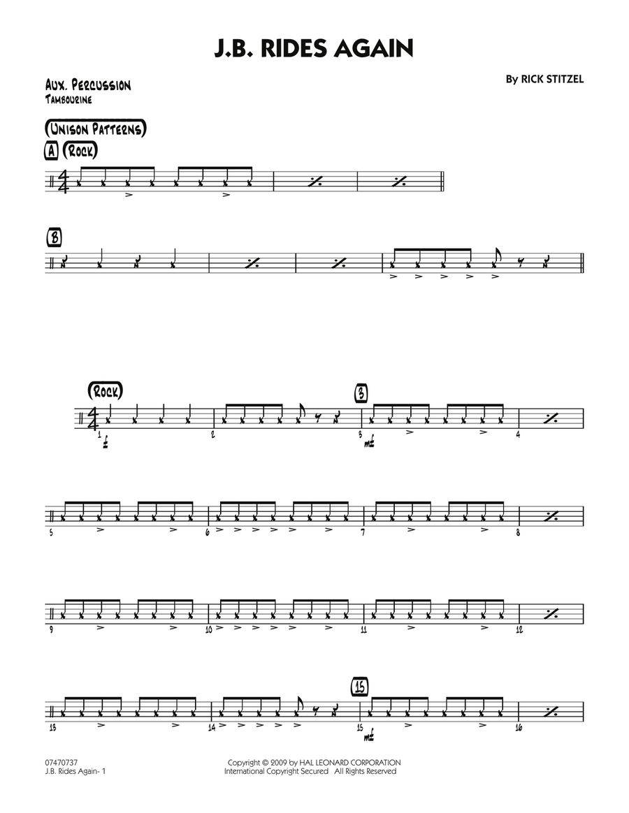 J.B. Rides Again - Aux Percussion Jazz Ensemble scores gallery preview page 1