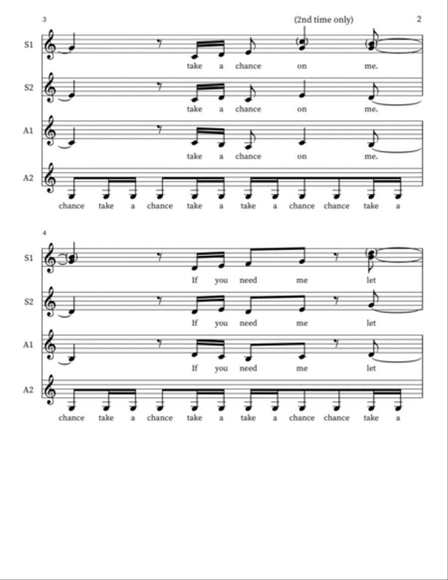 Take A Chance On Me SSA scores gallery preview page 2
