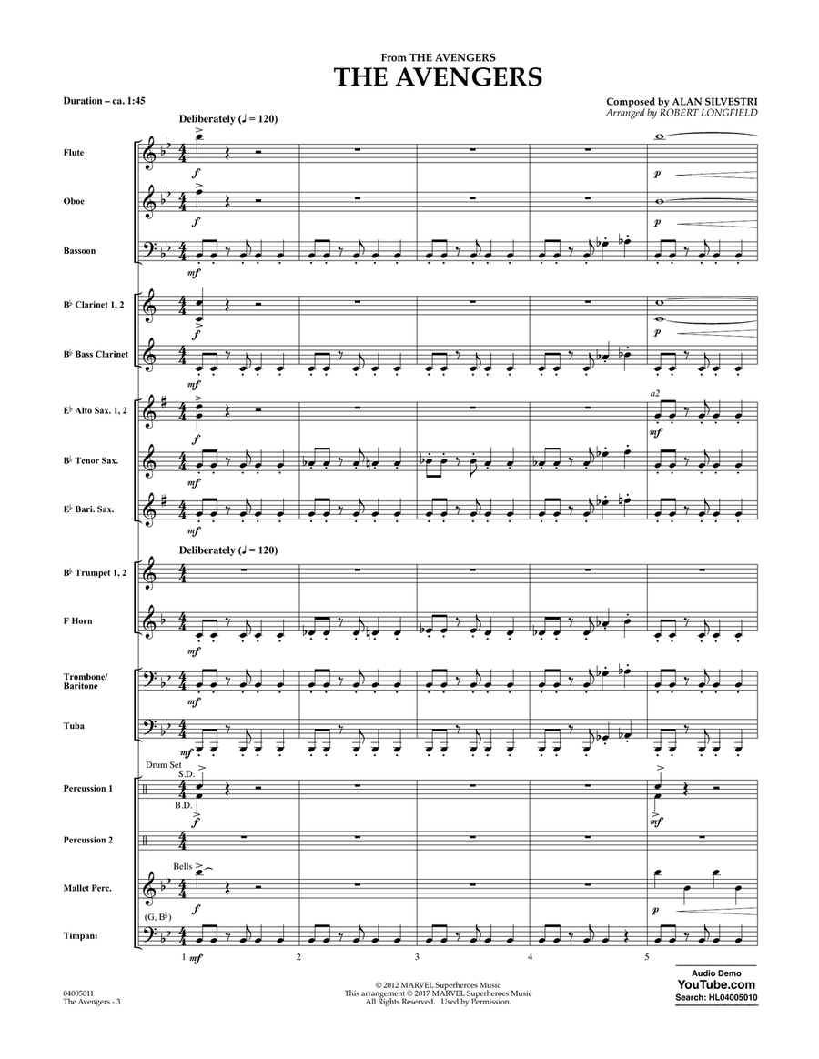 The Avengers - Conductor Score (Full Score) Concert Band scores gallery preview page 2
