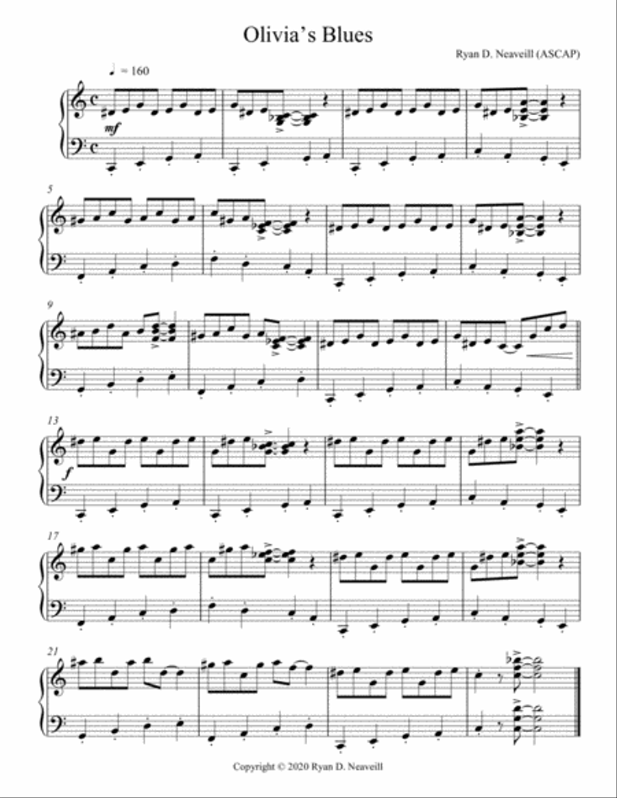 Olivia’s Blues Piano Method scores gallery preview page 1