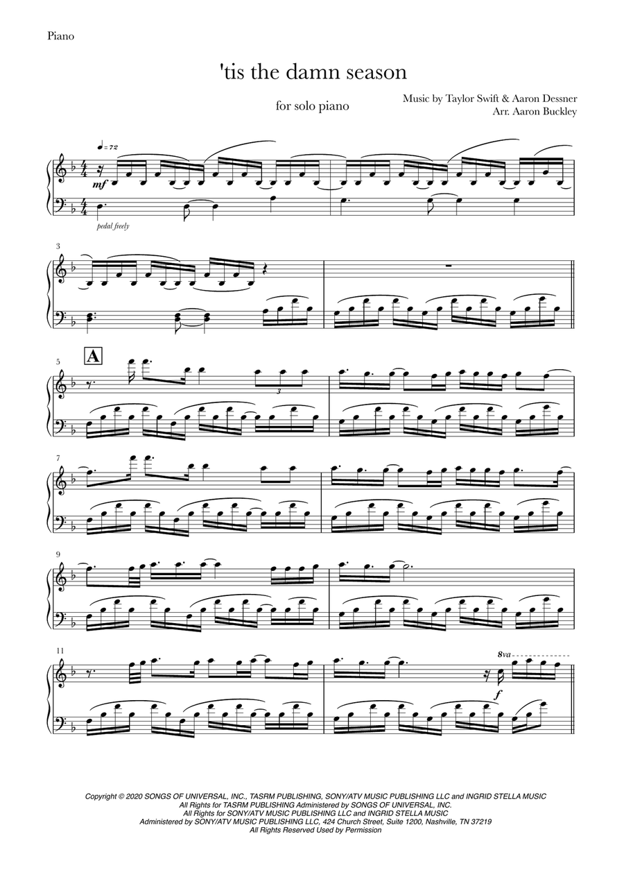 'tis The Damn Season Piano Solo scores gallery preview page 2