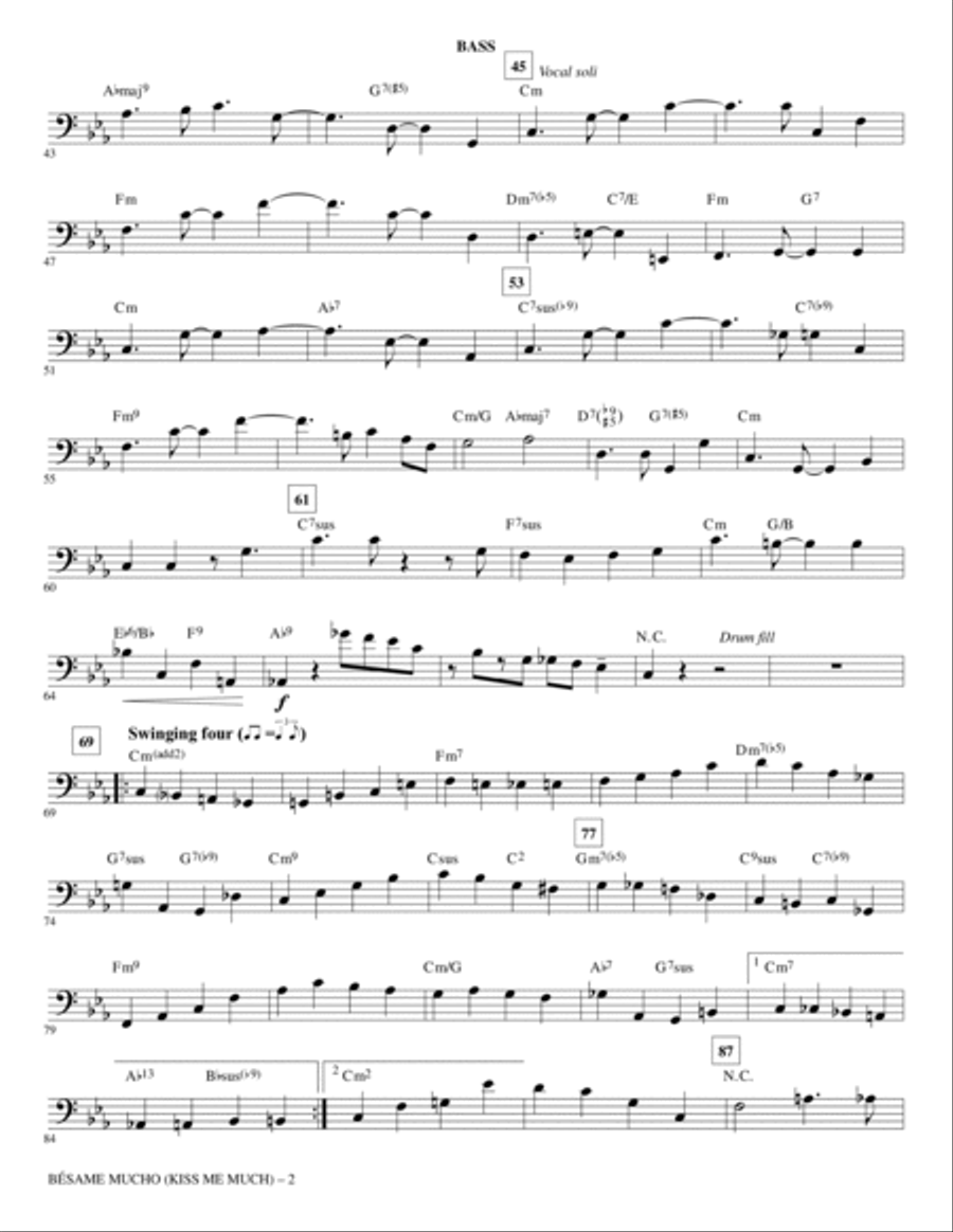 Besame Mucho (Kiss Me Much) - Bass Choir scores gallery preview page 2