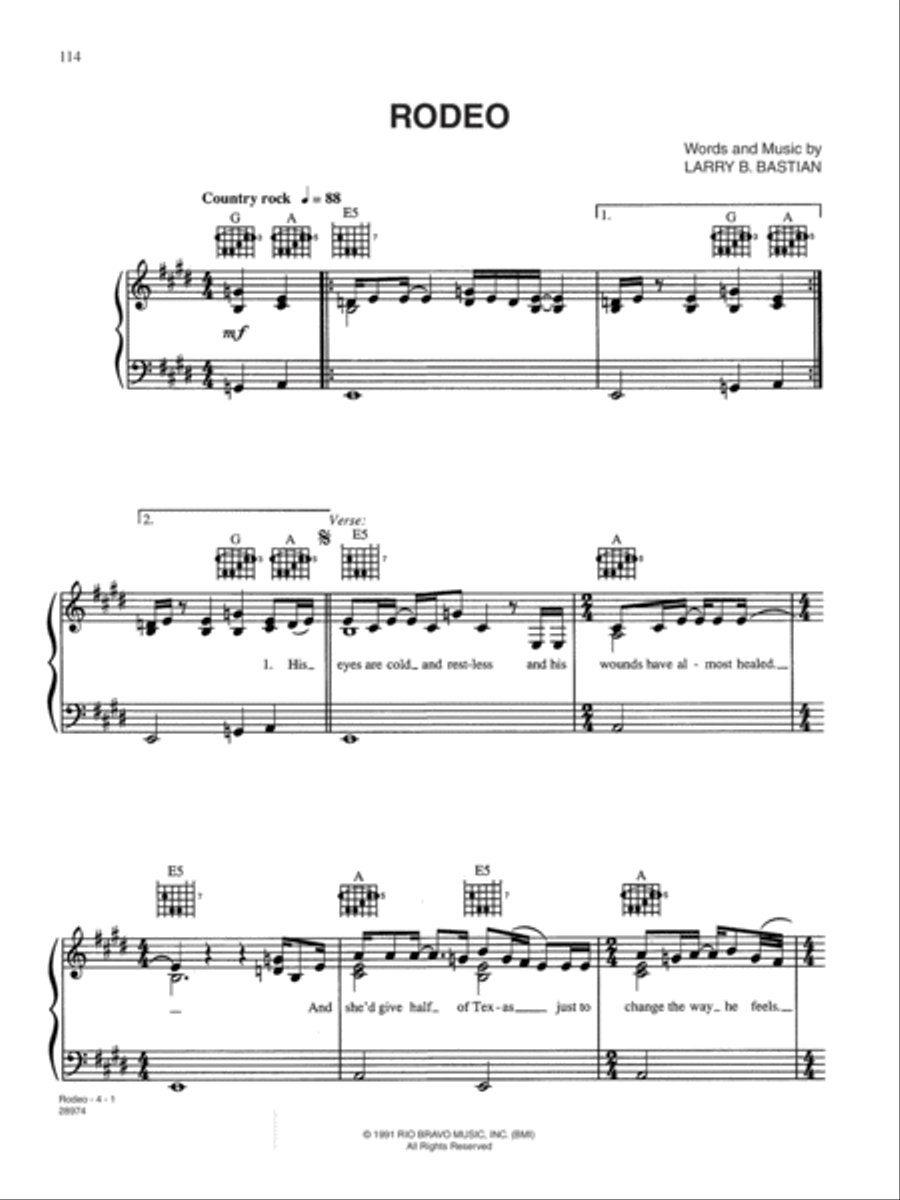 Rodeo Piano, Vocal, Guitar scores gallery preview page 1