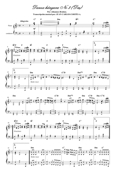 Danza húngara (Ungarischer Tanz) No 3 (WoO 1) por Johannes Brahms, Eduard Reményi y József Rizner image number null